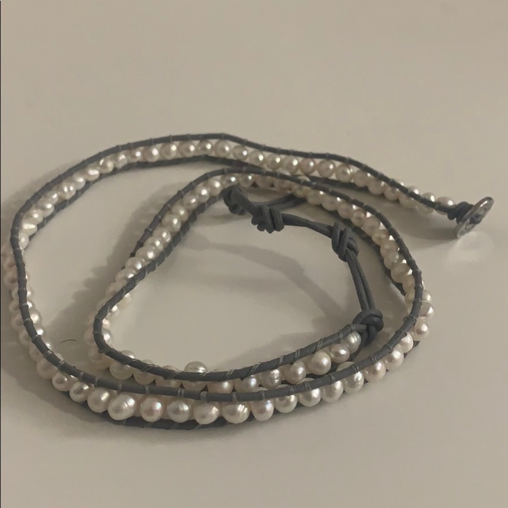 NWOT Victoria Emerson Pearls on Gray Wrap Bracelet